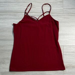 Express Burgundy Camisole Top thin straps criss cross design large stretchy